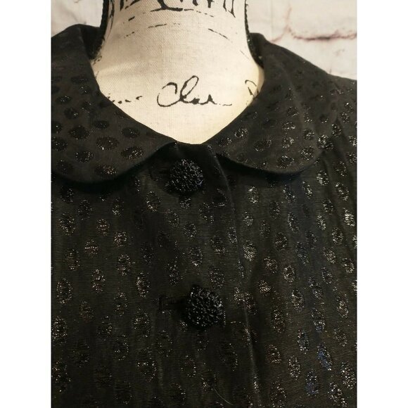 Anne Klein Womens Blazer size 6 Small black linen silk metallic cropped Holiday - Picture 2 of 10
